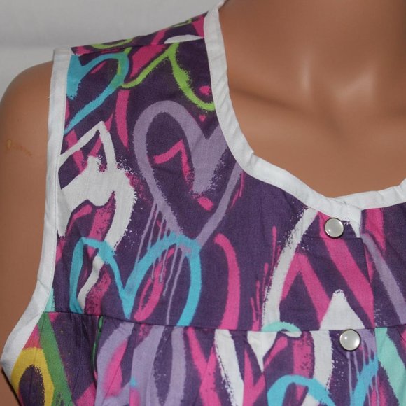 NEW – EASY ESSENTIALS SNAP FRONT SMOCK COBBLER APRON PURPLE HEARTS M L 2X 3X 4X - Picture 2 of 5